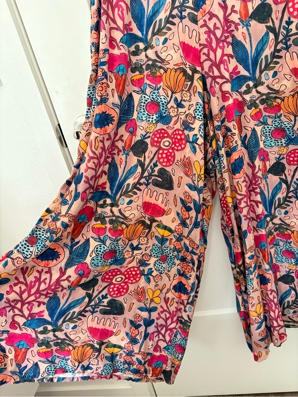 Natural Life “Let’s Just Go” Pink Floral Botanical Boho Wide Leg Jumpsuit - Picture 6 of 12